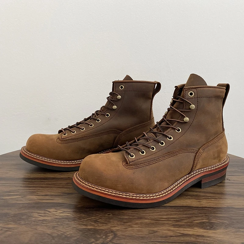 Guipure Lace Panel - Vintage British Men Ankle Boots Handmade