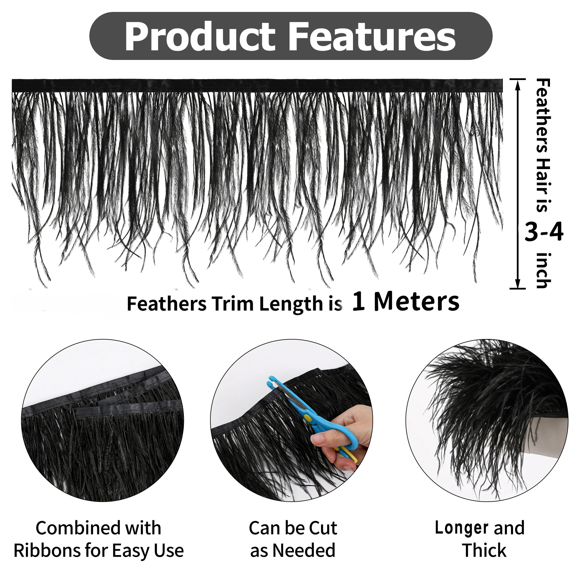 100CM Natural ostrich Feather  - огляд і ціна Feather Trim Marabou