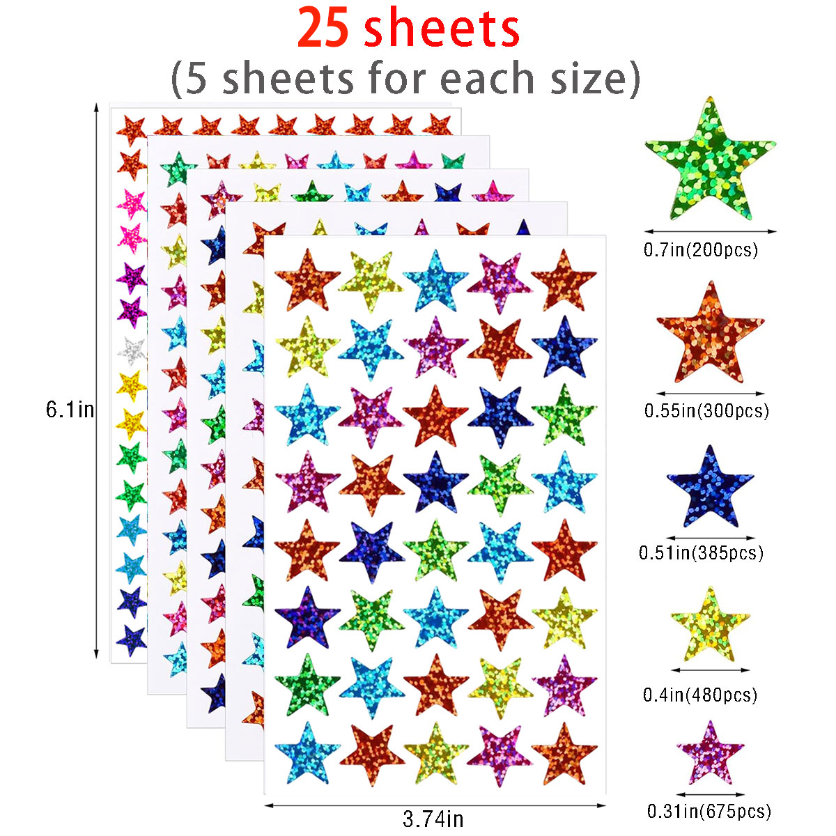25 sheets Star Stickers 2040pc - огляд і ціна Glitter Vinyl Roll