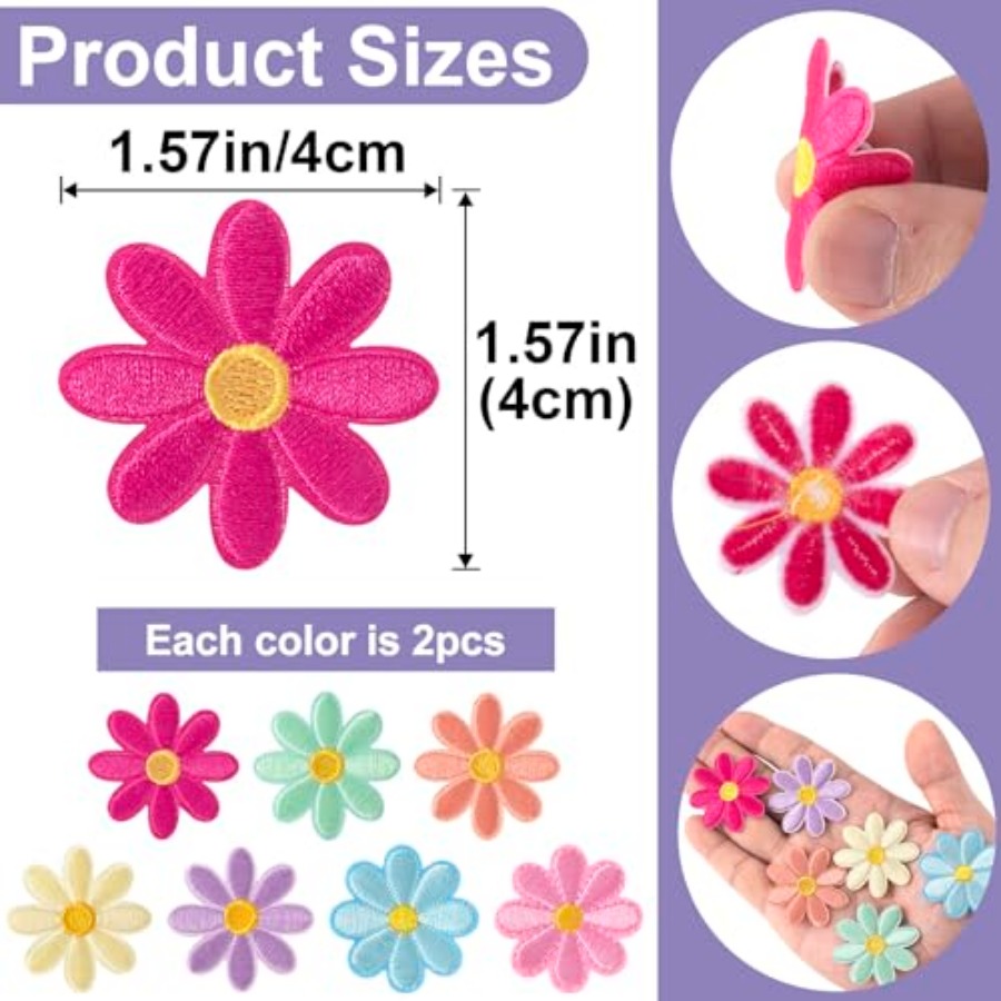 14 Pcs Flower Iron on Patches, - огляд і ціна Applique Patch Flower