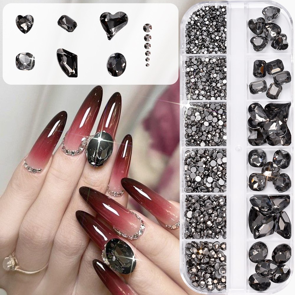 12Grids 3D Black Heart/Square/ - огляд і ціна Hotfix Rhinestone Sheet