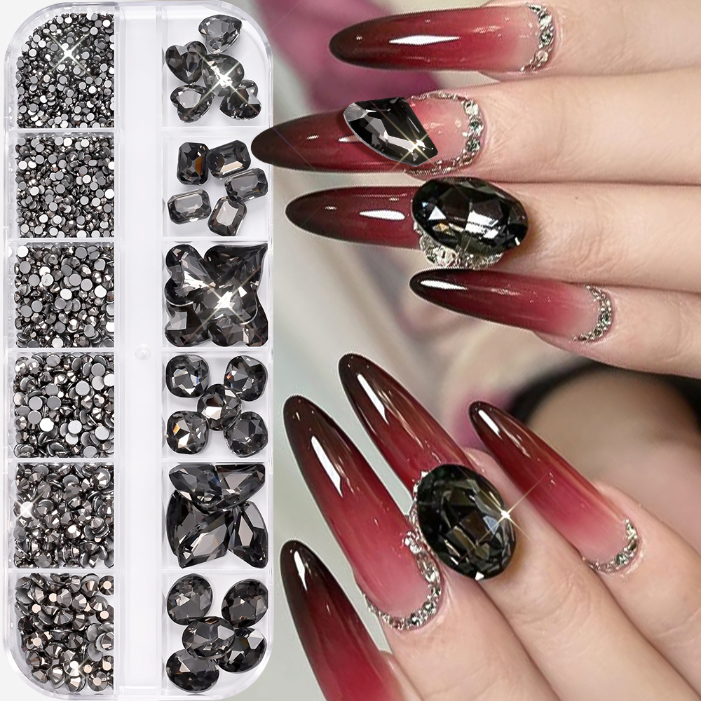 12Grids 3D Black Heart/Square/ - огляд і ціна Hotfix Rhinestone Sheet
