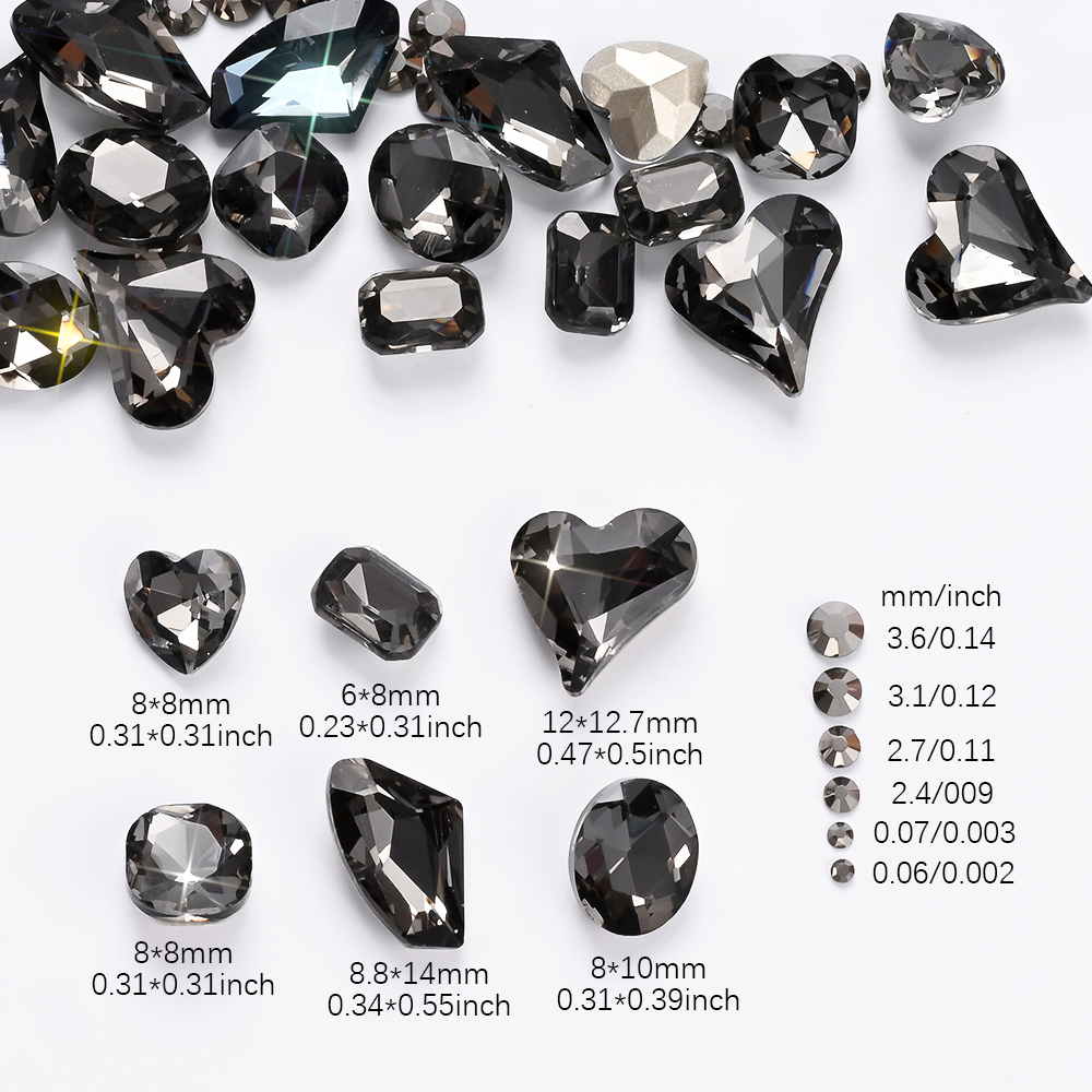 12Grids 3D Black Heart/Square/ - огляд і ціна Hotfix Rhinestone Sheet