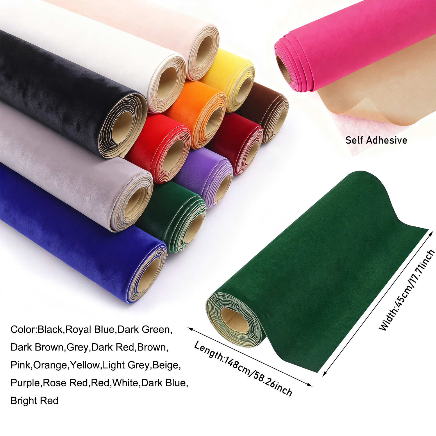 1 roll 45 x 148cm Self-adhesiv - огляд і ціна Velvet Ribbon Roll