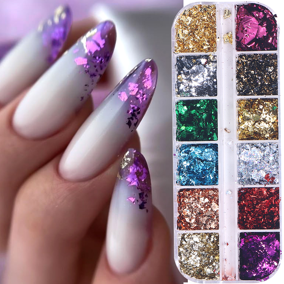 12 Grids Golden Foils Nails Gl - огляд і ціна Glitter Vinyl Roll
