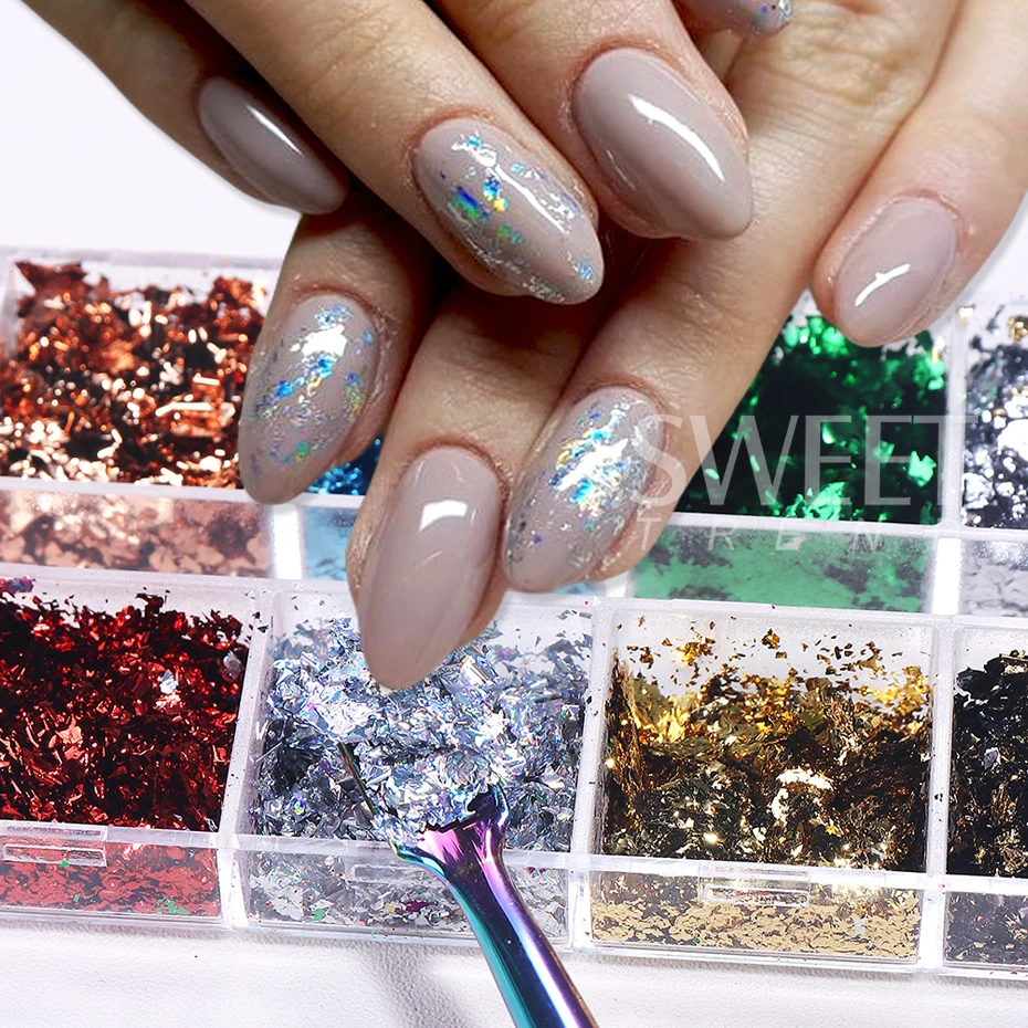 12 Grids Golden Foils Nails Gl - огляд і ціна Glitter Vinyl Roll