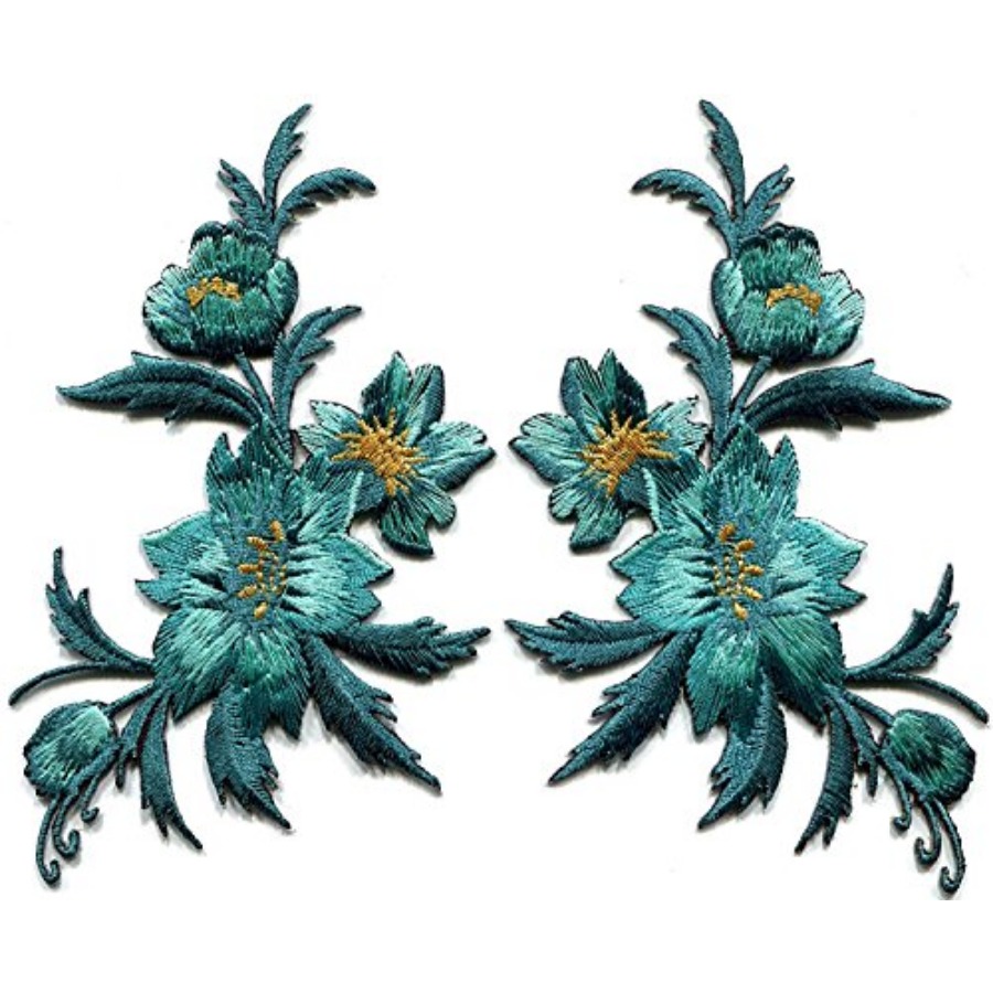 3 x 5.13 inches. Blue Green Te - огляд і ціна Applique Patch Flower