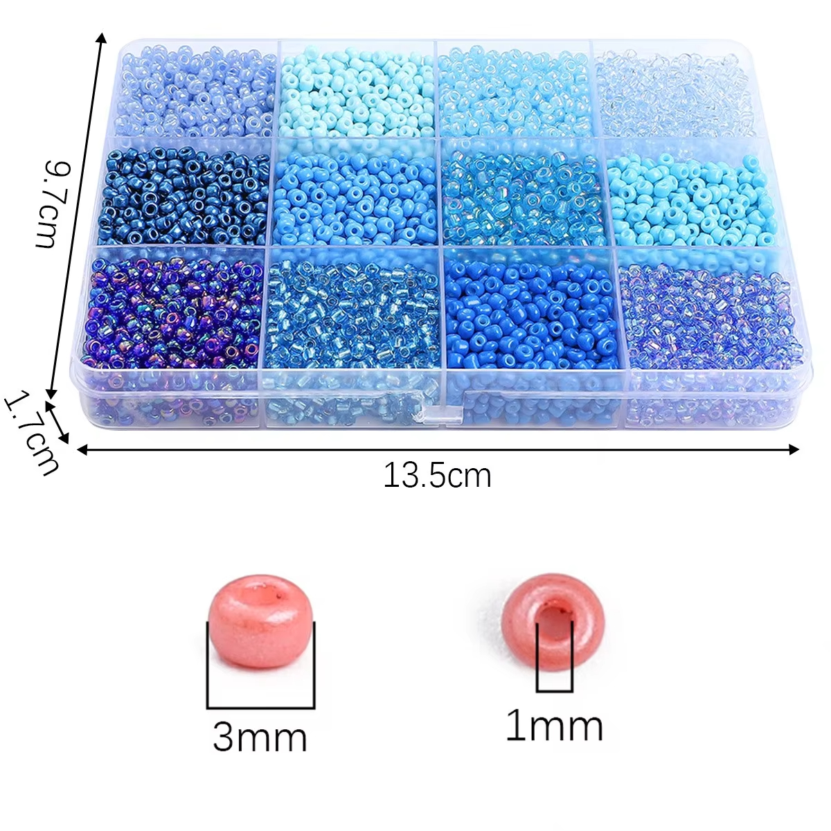 3600pcs 3mm Glass Seed Beads,  - огляд і ціна Craft Embellishment Storage
