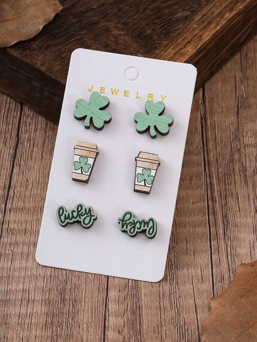 3 Pairs/Set Fashionable Wooden - огляд і ціна Iron On Stud Set