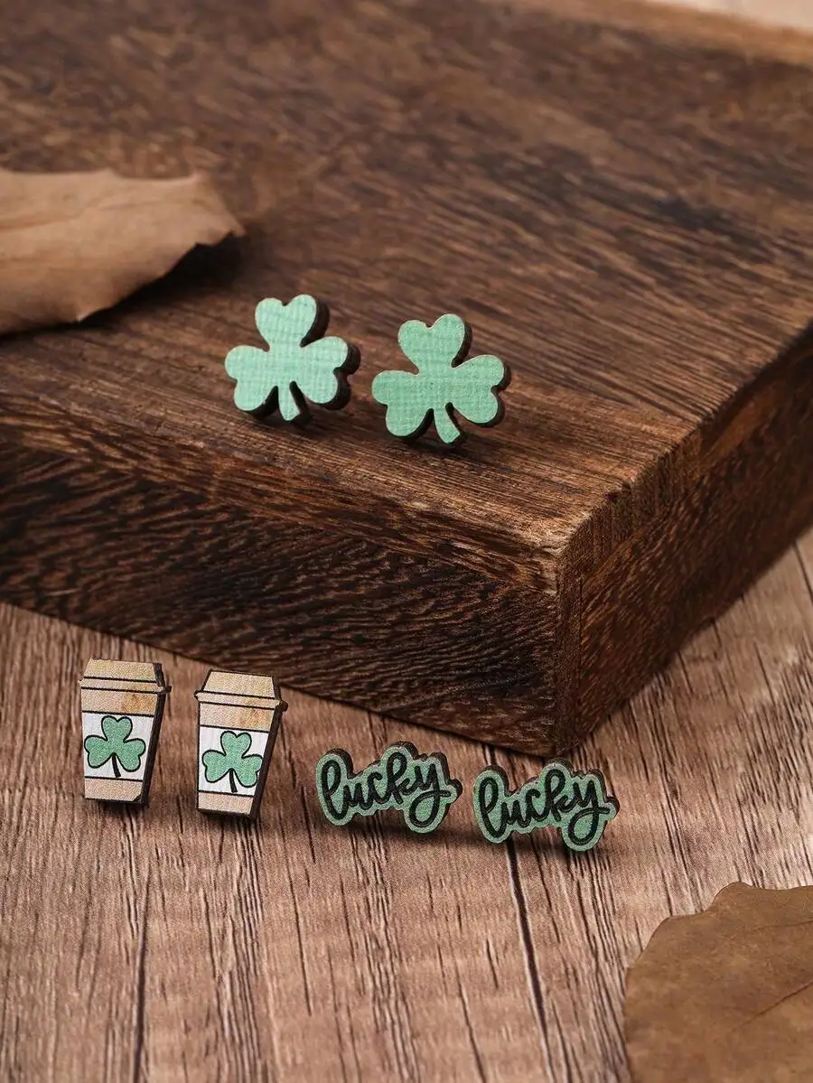 3 Pairs/Set Fashionable Wooden - огляд і ціна Iron On Stud Set